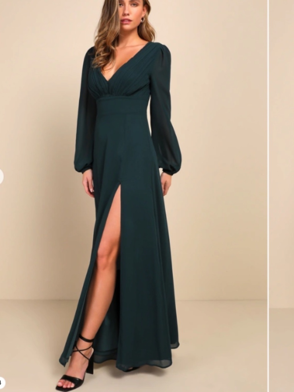 LULU's Sexy Prom Elegant Boho Long Sleeve Romantic Flowy Bridesmaid Wedding - Picture 5 of 5